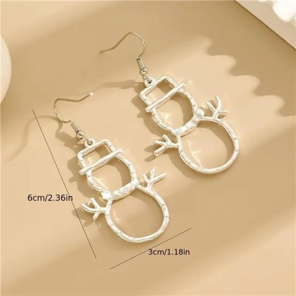 Snowman Zircon Earrings for Women Holiday Sparkle - Picture 7 of 8